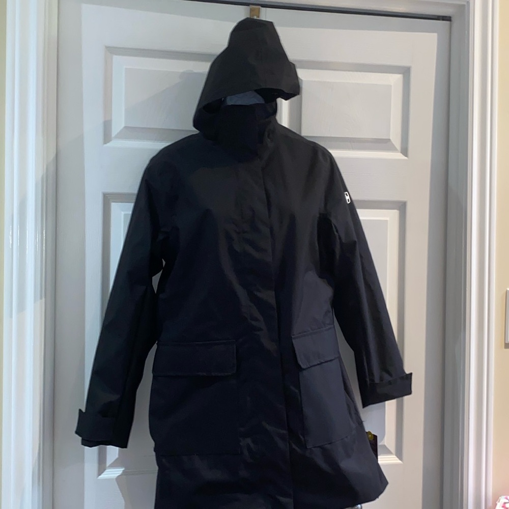 Swiss Tech Ladies Waterproof Rain Jacket with Hood Size Small Black